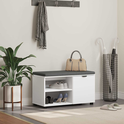 Panca per ingresso con cuscino Bianco 80 x 38 x 46 cm 891504