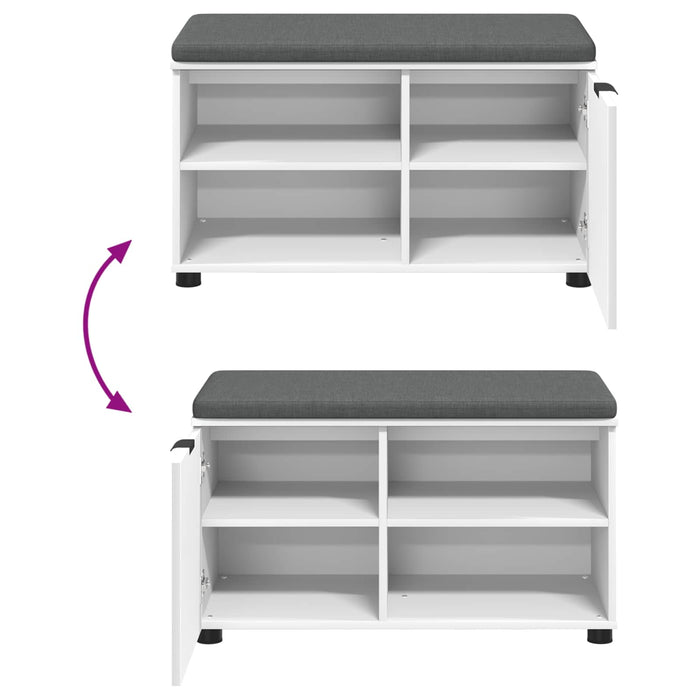 Panca per ingresso con cuscino Bianco 80 x 38 x 46 cm 891504