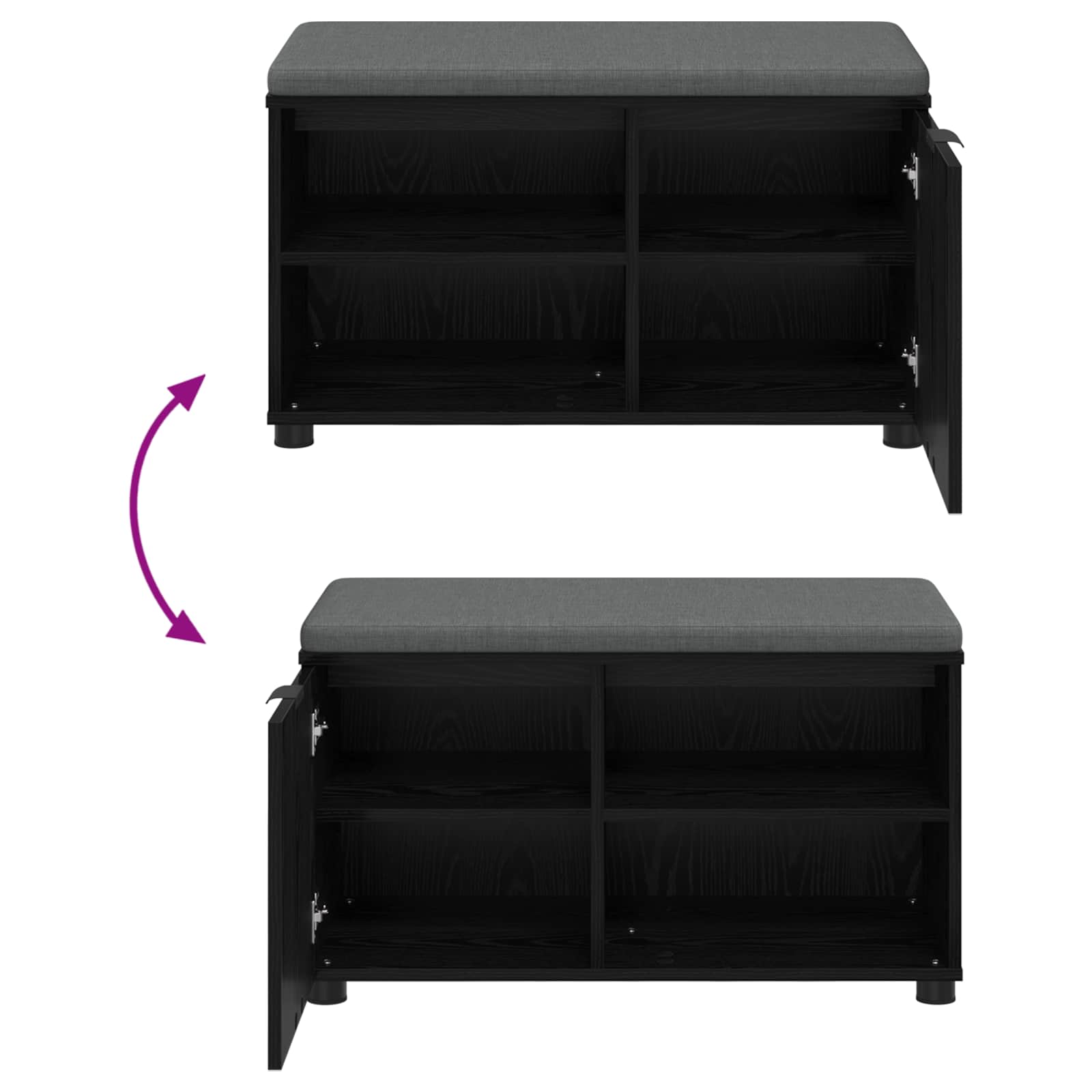 Panca per ingresso con cuscino Rovere Nero 80 x 38 x 46 cm 891505