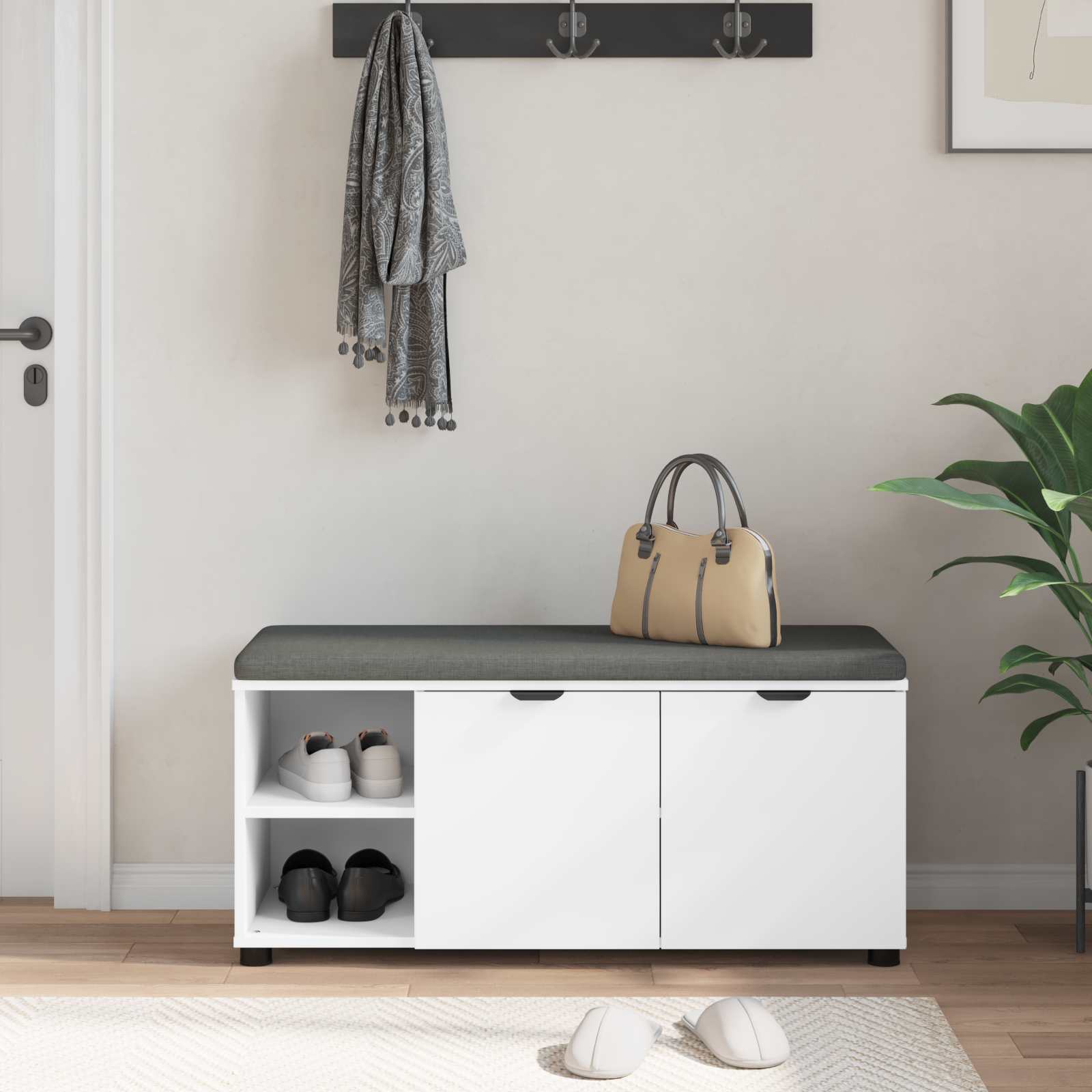 Panca per ingresso con cuscino Bianco 100 x 38 x 46 cm 891512