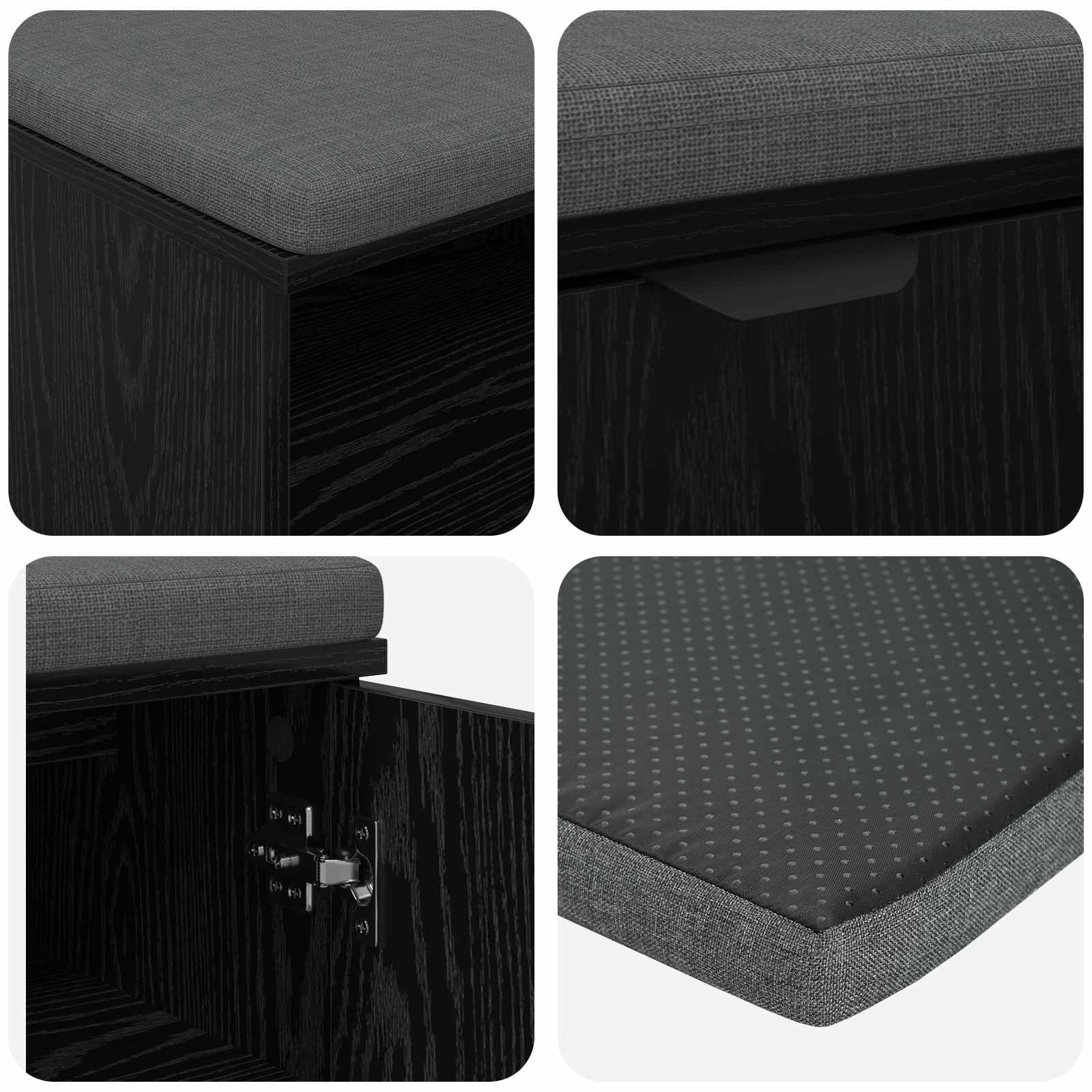 Panca per ingresso con cuscino Rovere Nero 100 x 38 x 46 cm 891513
