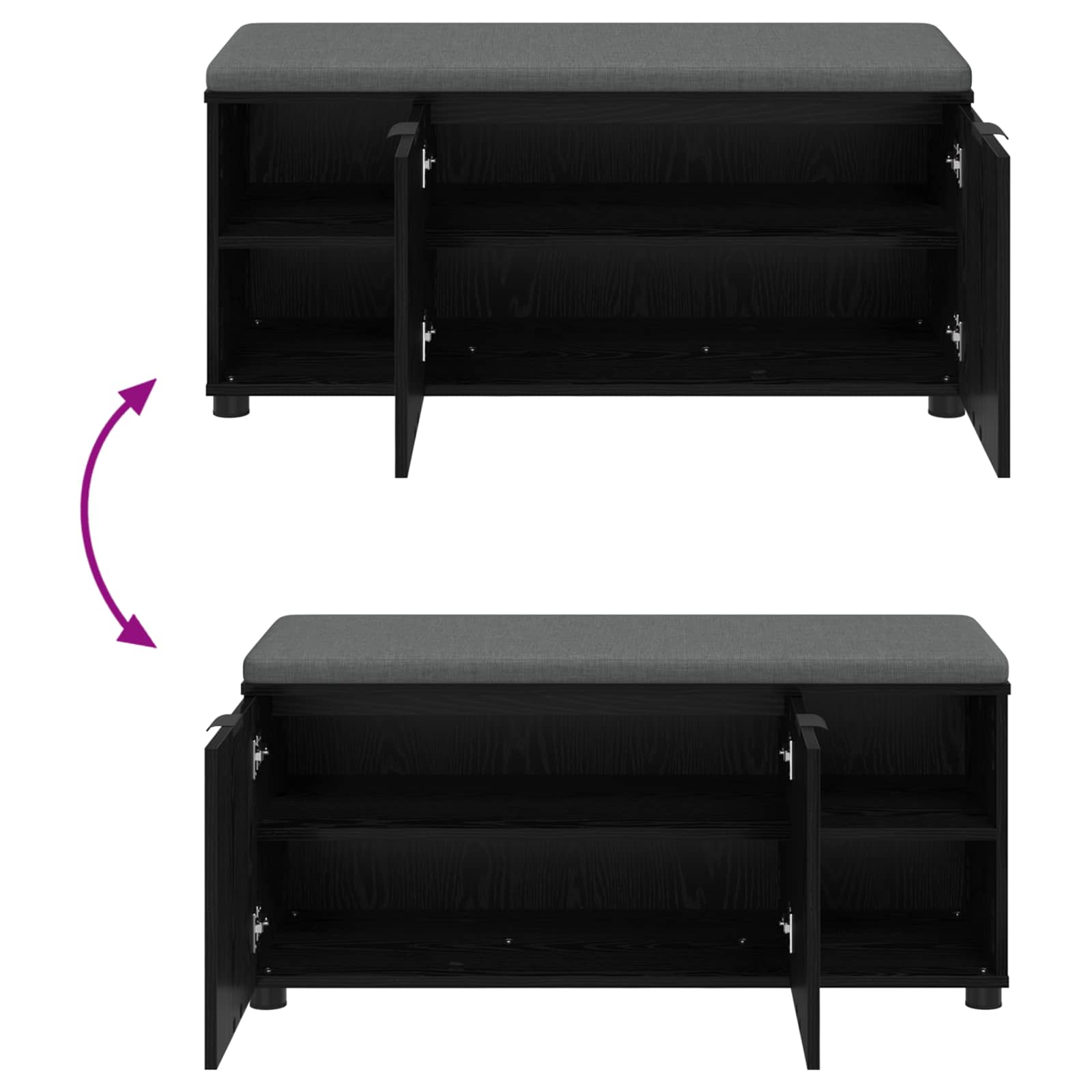 Panca per ingresso con cuscino Rovere Nero 100 x 38 x 46 cm 891513