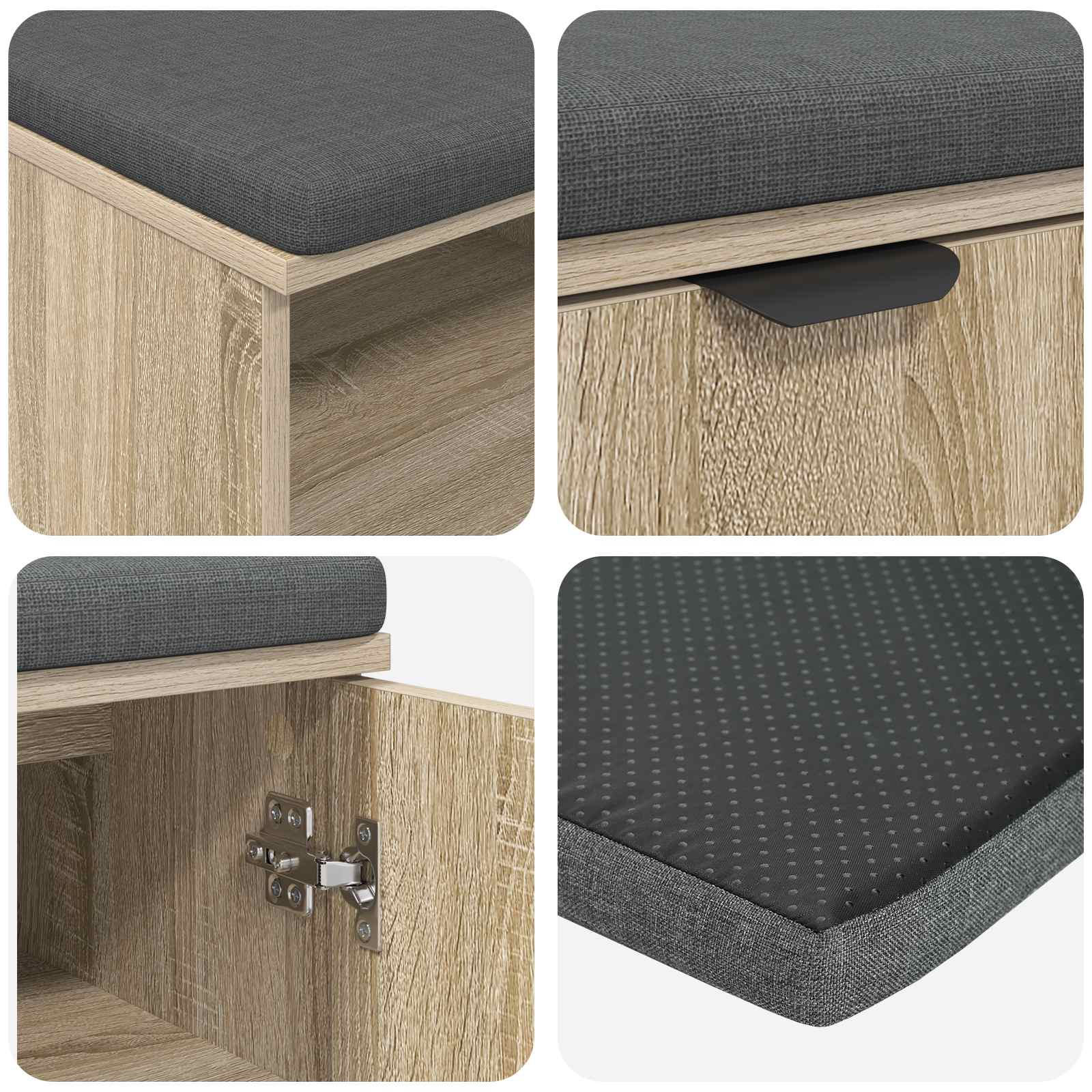 Panca per ingresso con cuscino Rovere Sonoma 100 x 38 x 46 cm 891514