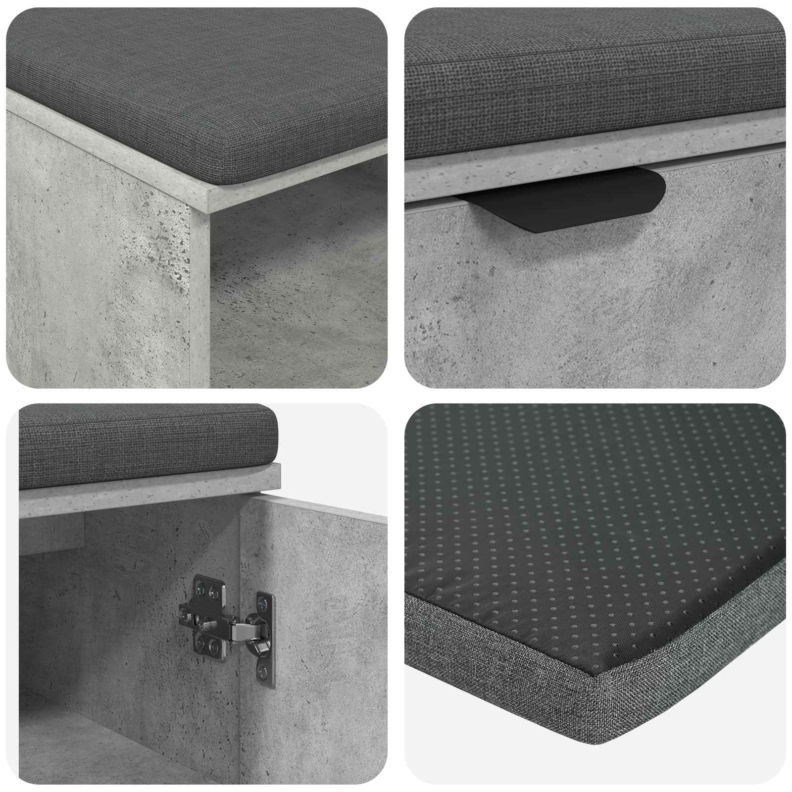 Panca per ingresso con cuscino Grigio cemento 100 x 38 x 46 cm 891515