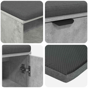 Panca per ingresso con cuscino Grigio cemento 100 x 38 x 46 cm 891515