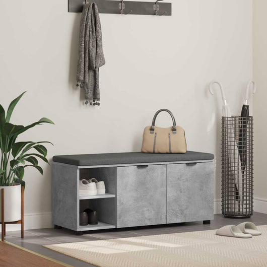 Panca per ingresso con cuscino Grigio cemento 100 x 38 x 46 cm 891515