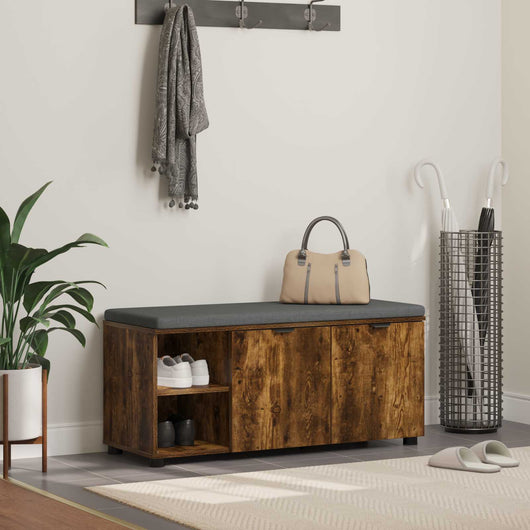 Panca per ingresso con cuscino Rovere fumé 100 x 38 x 46 cm 891516