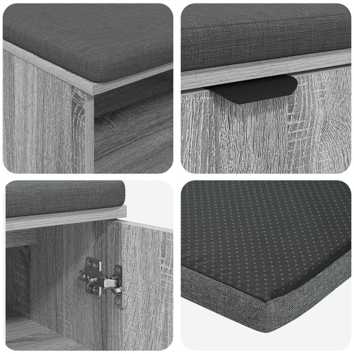 Panca per ingresso con cuscino Grigio Sonoma 100 x 38 x 46 cm 891517
