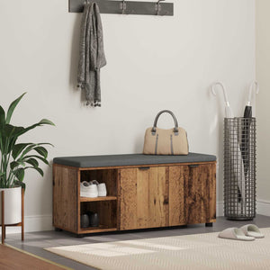 Panca per ingresso con cuscino Legno vecchio 100 x 38 x 46 cm 891518