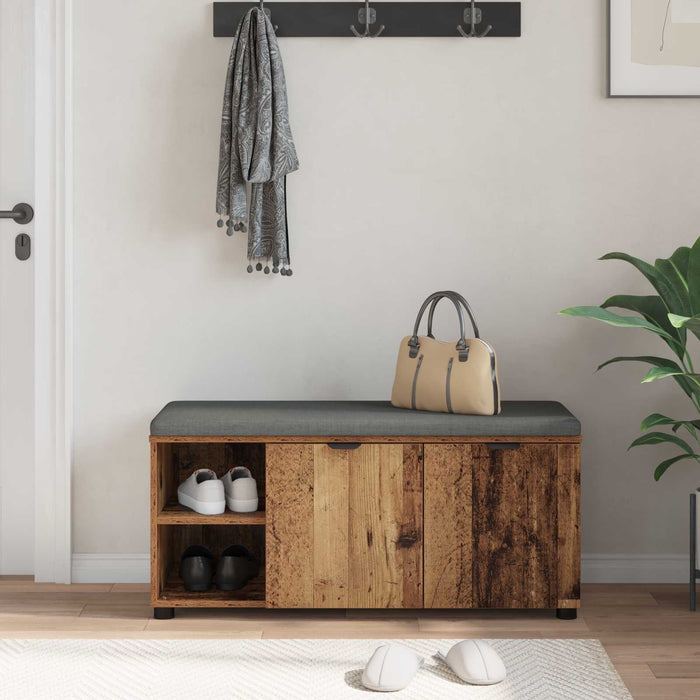 Panca per ingresso con cuscino Legno vecchio 100 x 38 x 46 cm 891518