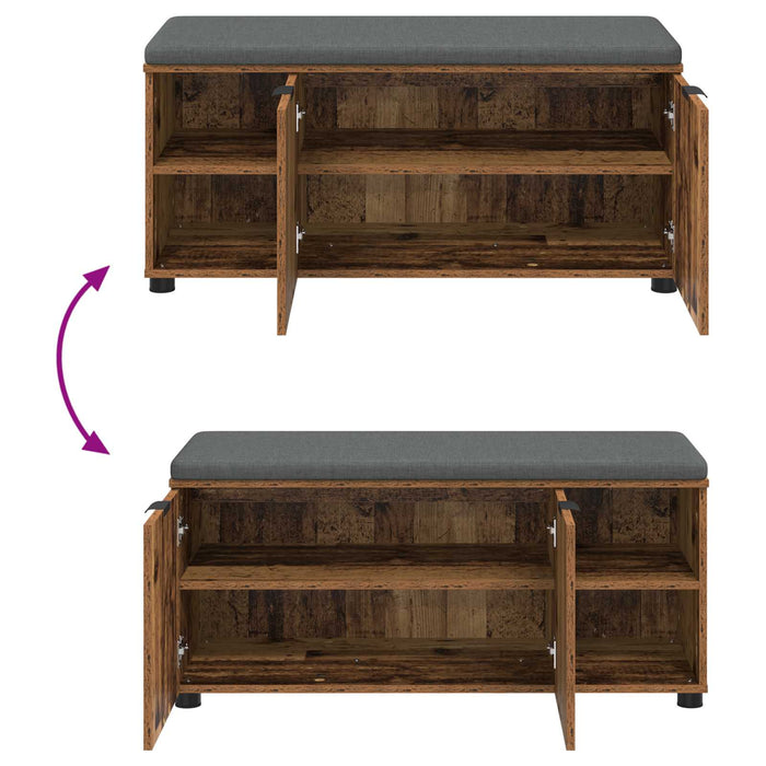 Panca per ingresso con cuscino Legno vecchio 100 x 38 x 46 cm 891518