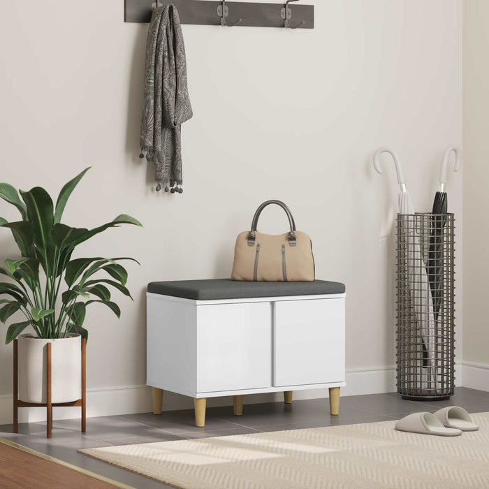 Panca per ingresso con cuscino con porta Bianco 60 x 38 x 46 cm 891520