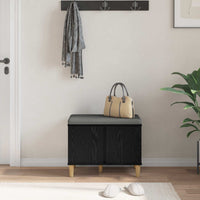 Panca per ingresso con cuscino Rovere Nero 60 x 38 x 46 cm 891521