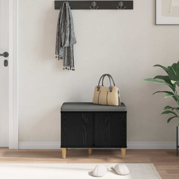 Panca per ingresso con cuscino Rovere Nero 60 x 38 x 46 cm 891521