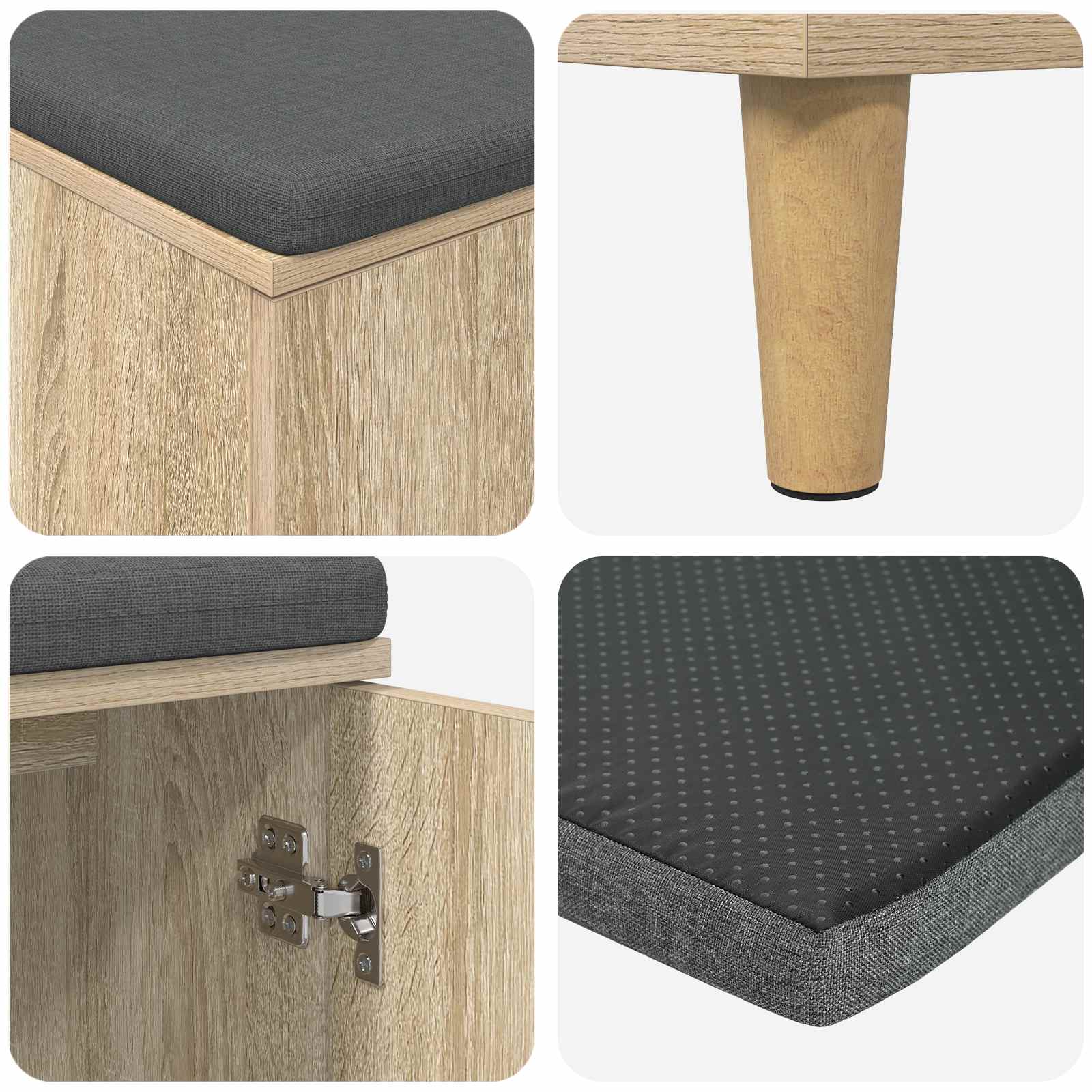 Panca per ingresso con cuscino Rovere Sonoma 60 x 38 x 46 cm 891522