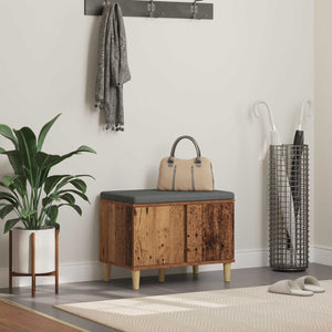 Panca per ingresso con cuscino Legno vecchio 60 x 38 x 46 cm 891526