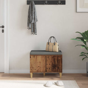 Panca per ingresso con cuscino Legno vecchio 60 x 38 x 46 cm 891526