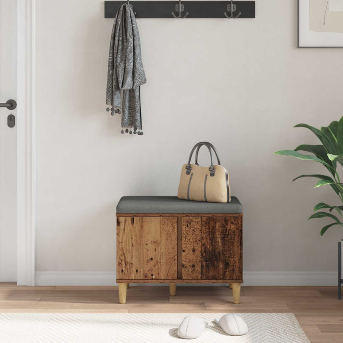 Panca per ingresso con cuscino Legno vecchio 60 x 38 x 46 cm 891526