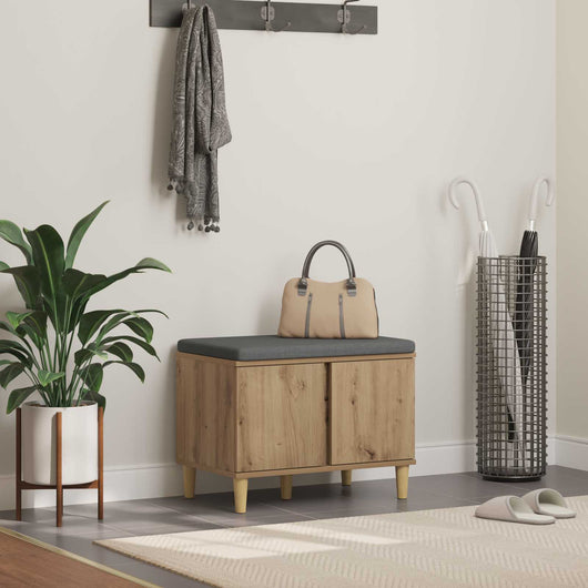 Panca per ingresso con porta Rovere artigianale 60 x 38 x 46 cm 891527