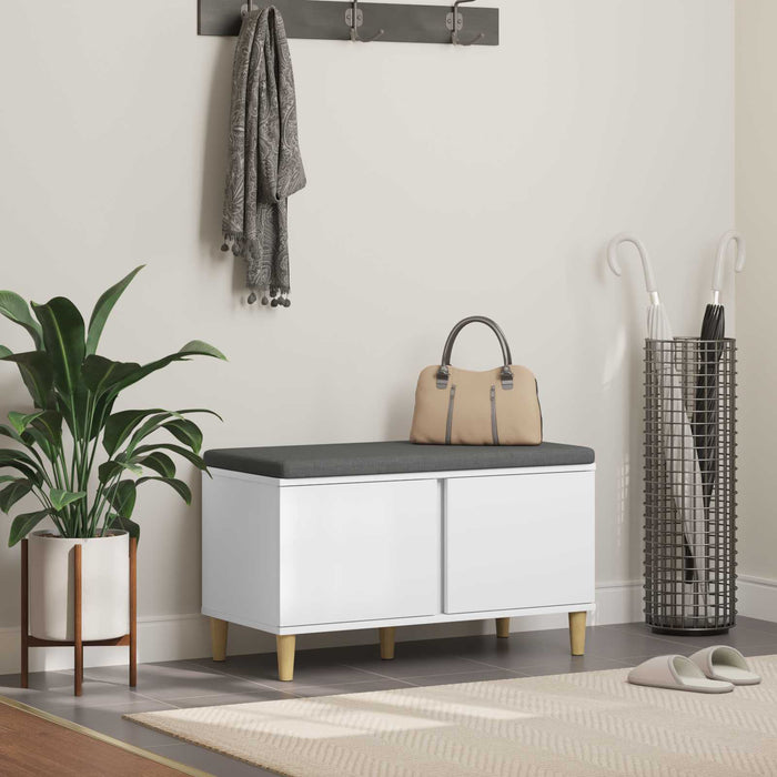 Panca per ingresso con cuscino con porta Bianco 60 x 38 x 46 cm 891528