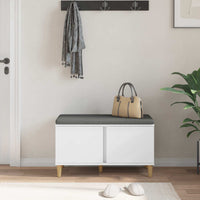 Panca per ingresso con cuscino con porta Bianco 60 x 38 x 46 cm 891528