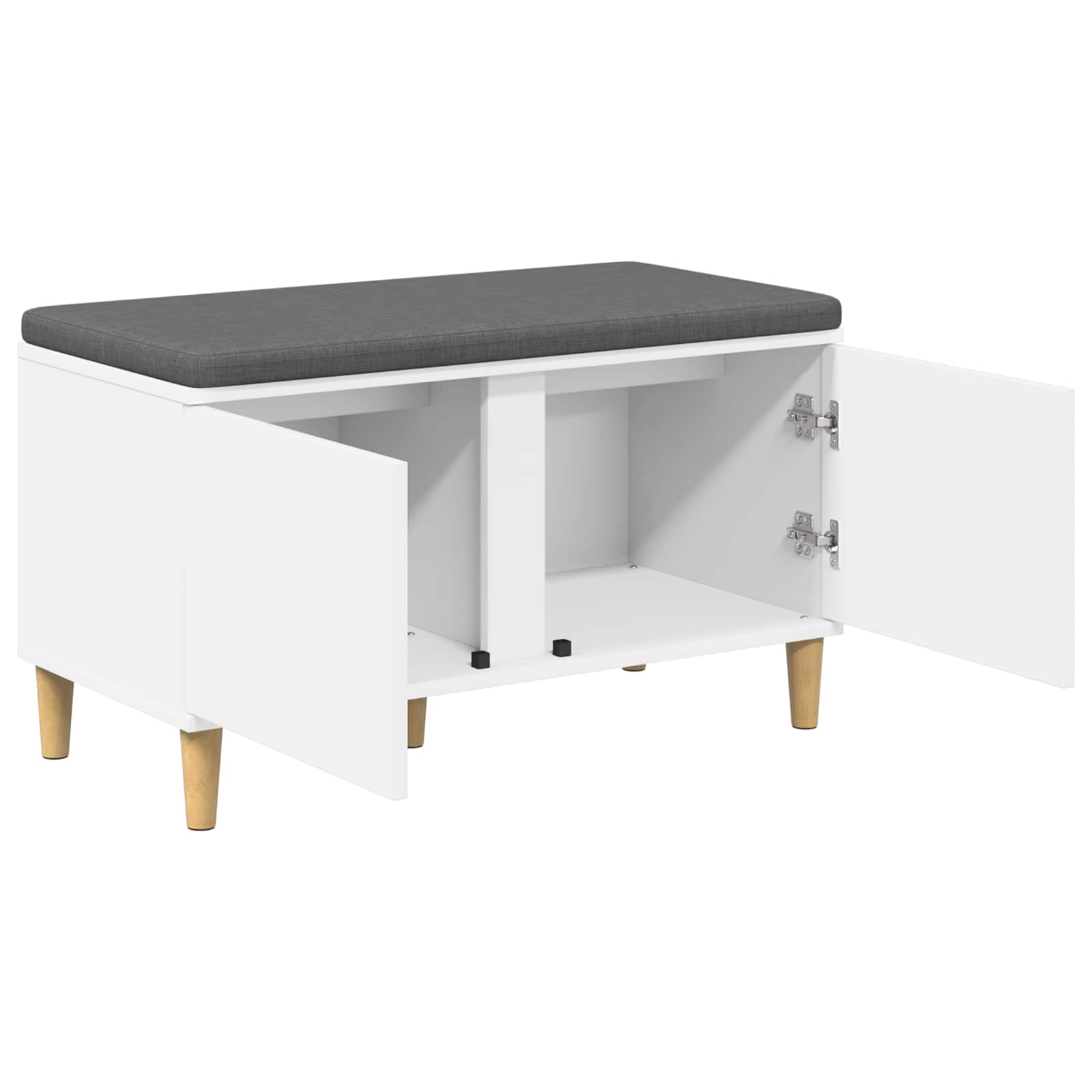 Panca per ingresso con cuscino con porta Bianco 60 x 38 x 46 cm 891528