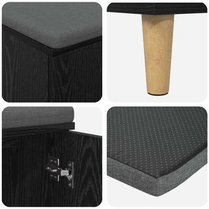 Panca per ingresso con cuscino Rovere Nero 60 x 38 x 46 cm 891529