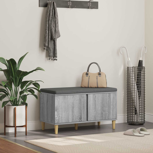 Panca per ingresso con cuscino Grigio Sonoma 60 x 38 x 46 cm 891533