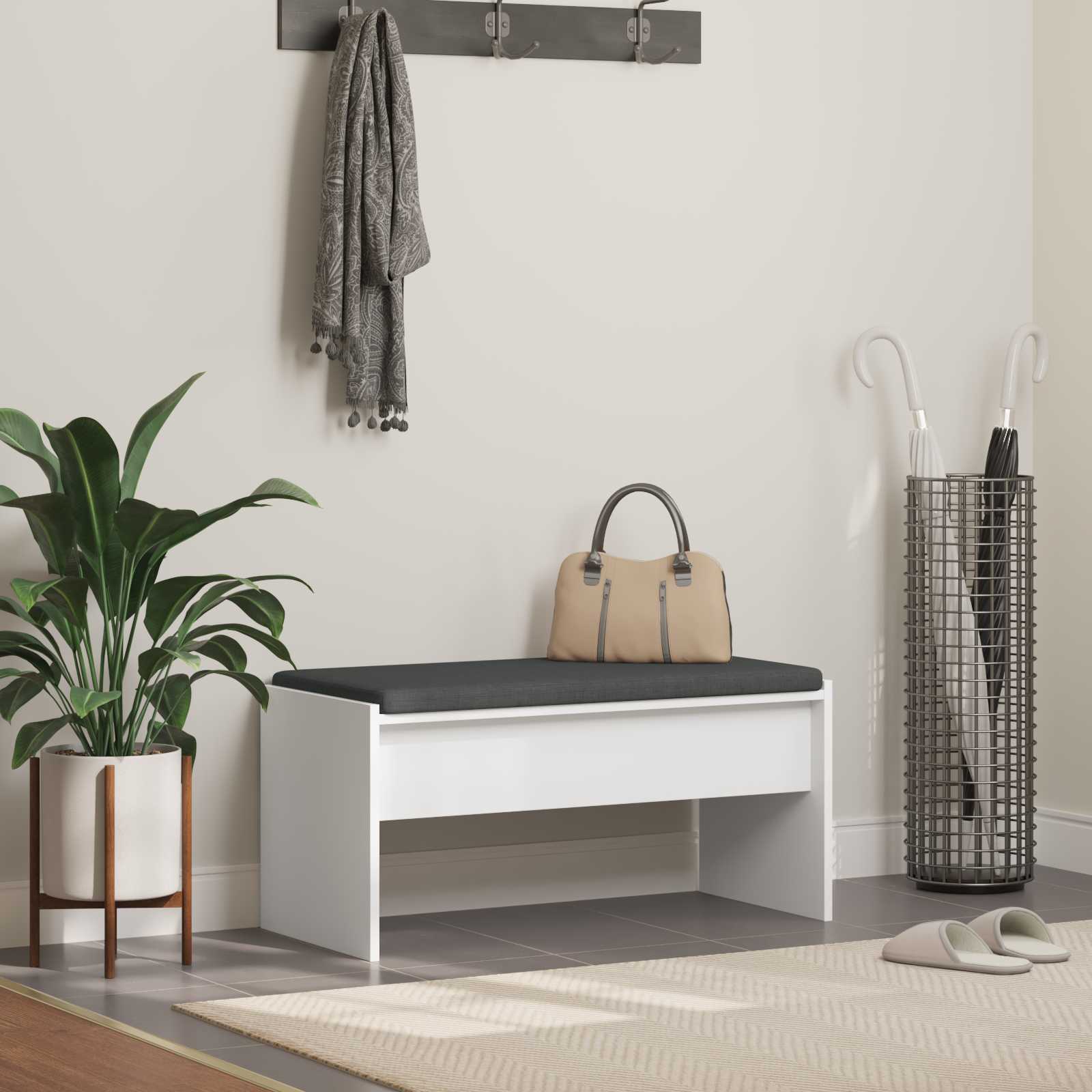 Panca per ingresso con cuscino Bianco 80 x 38 x 46 cm 891552