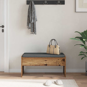 Panca per ingresso con cuscino Legno vecchio 80 x 38 x 46 cm 891558