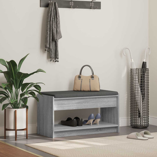 Panca per ingresso con cuscino Sonoma grigia 83 x 38 x 45 cm 891581