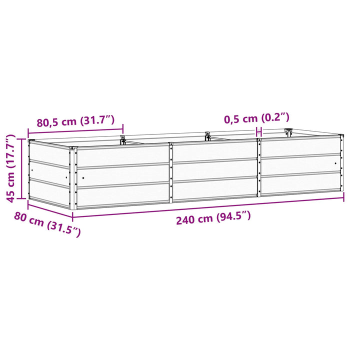 Fioriera-Vaso-Contenitore per Piante Avorio 240 x 80 x 45 cm Acciaio