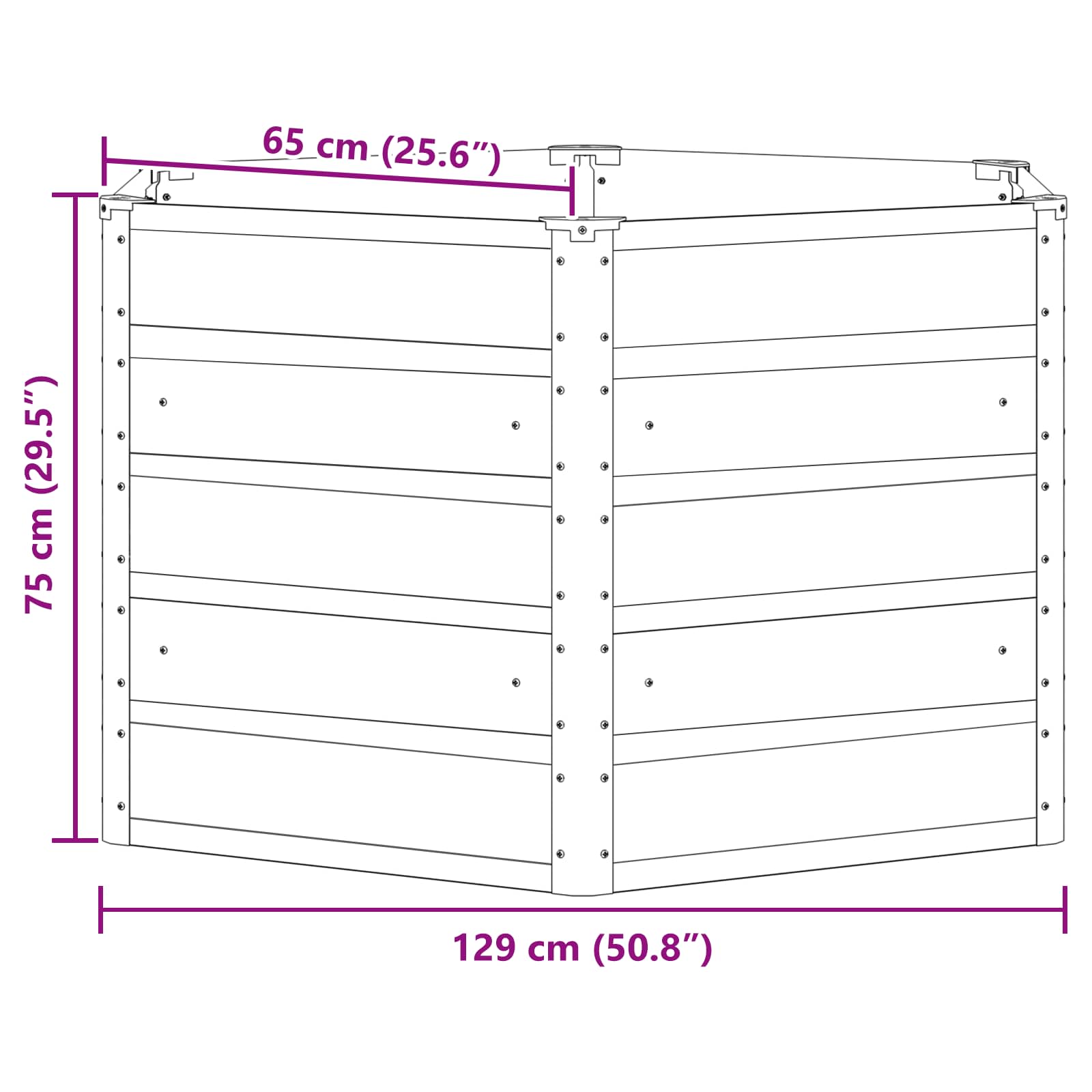 Fioriera-Vaso da Esterno-Contenitore per Piante Grigio chiaro 129 x 129 x 75 cm Acciaio