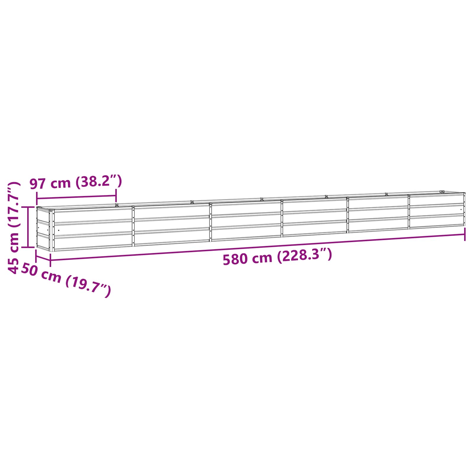 Fioriera Grigio chiaro 480 x 50 x 45 cm Acciaio zincato 42018160