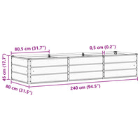 Fioriera-Vaso-Contenitore per Piante Antracite 240 x 80 x 45 cm Acciaio
