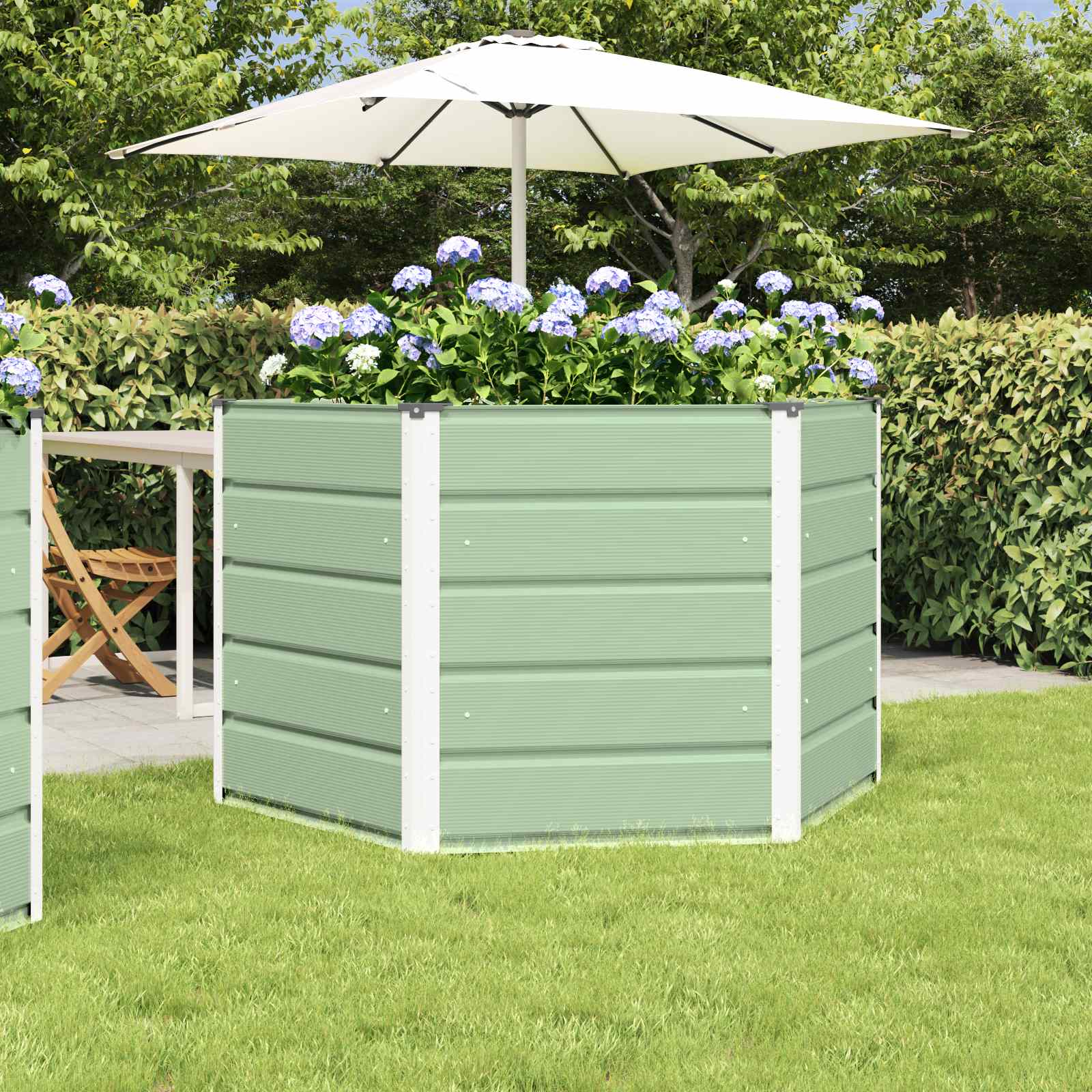 Fioriera-Vaso-Contenitore per Piante Verde Pastello 129 x 129 x 75 cm Acciaio