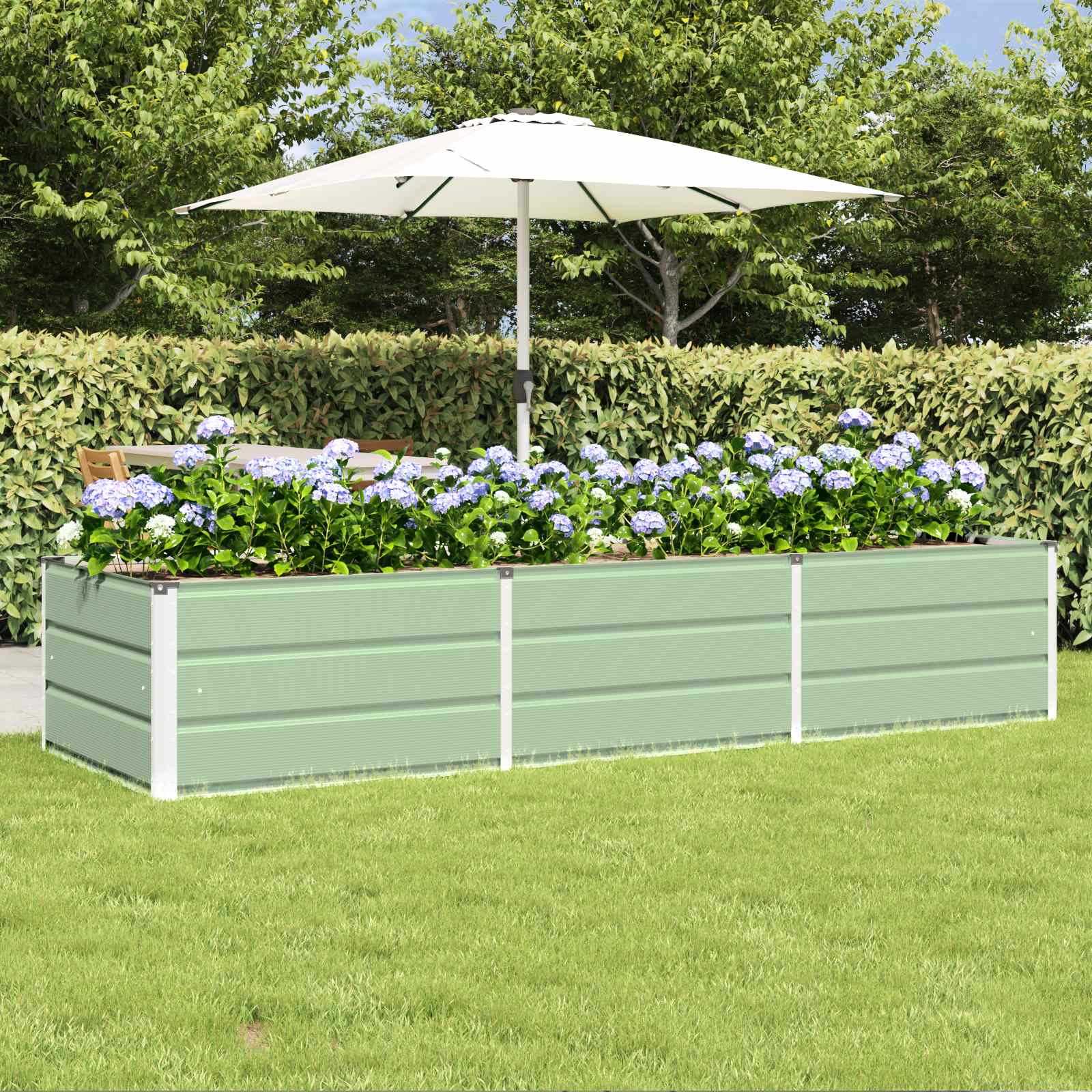 Fioriera-Vaso-Contenitore per Piante Verde 240 x 80 x 45 cm Acciaio