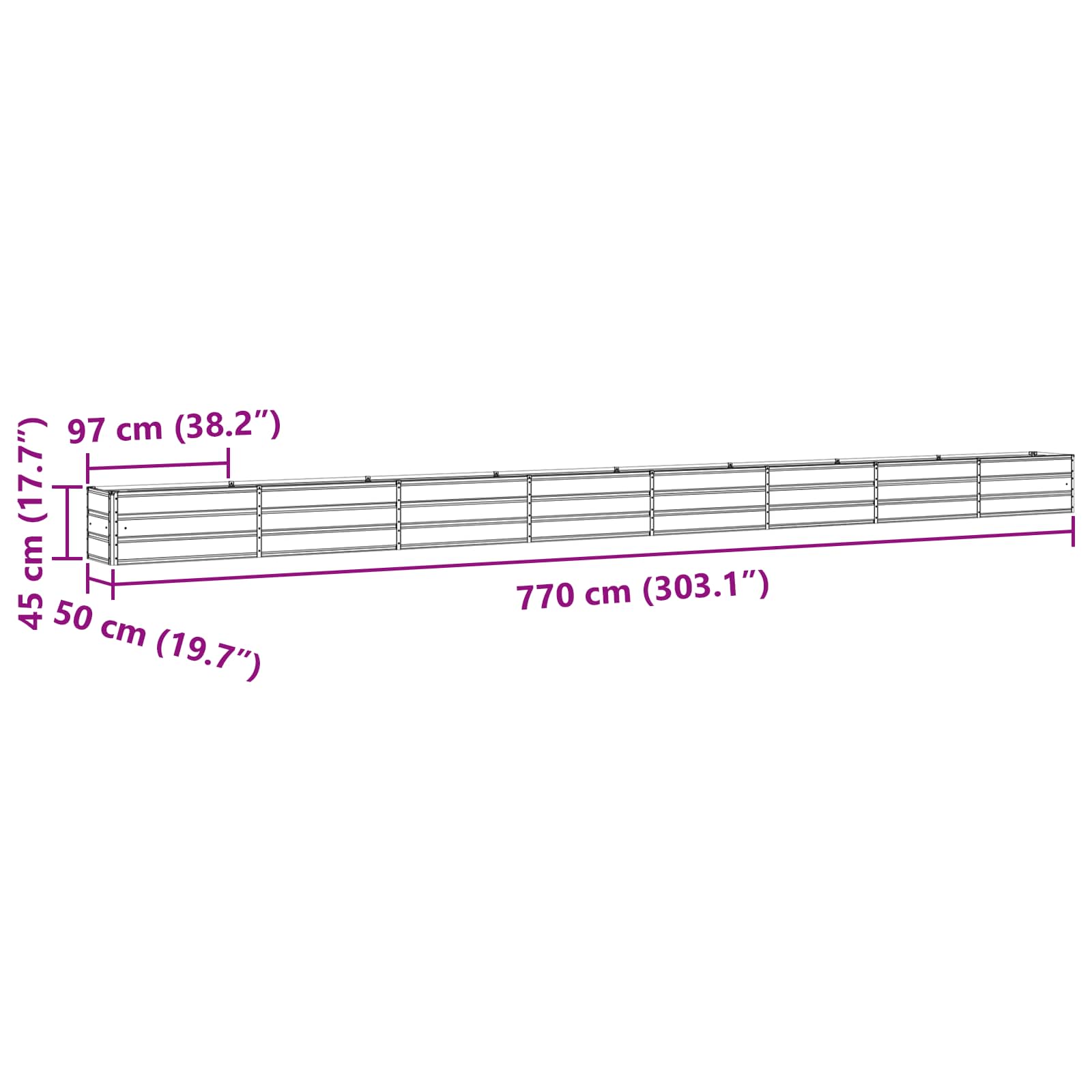 Fioriera Verde Pastello 480 x 50 x 45 cm Acciaio zincato 42018266