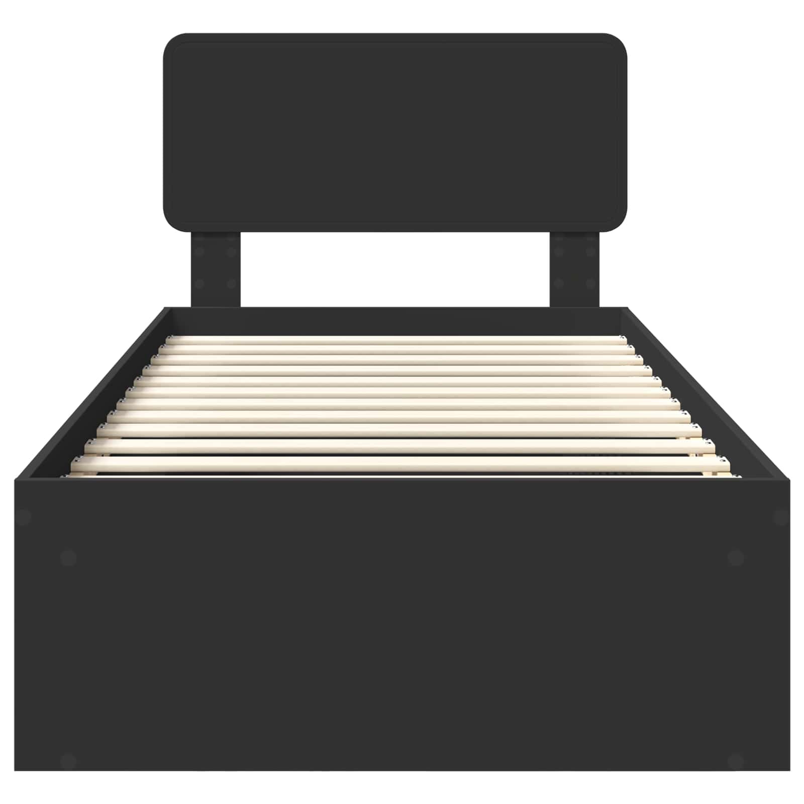 Struttura del letto con testiera-Giroletto con Testiera Nero 90 x 200 cm Pino massello 457015