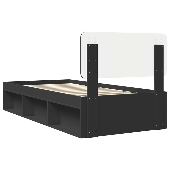 Struttura del letto con testiera-Giroletto con Testiera Nero 75 x 190 cm Pino massello 836598