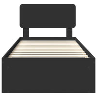 Struttura del letto con testiera-Giroletto con Testiera Nero 75 x 190 cm Pino massello 836598