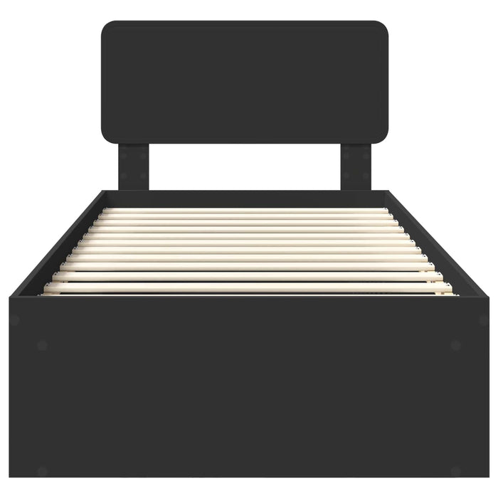 Struttura del letto con testiera-Giroletto con Testiera Nero 75 x 190 cm Pino massello 836598