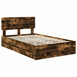 Struttura del letto con cassetto Rovere fumé 135 x 190 cm 3412196