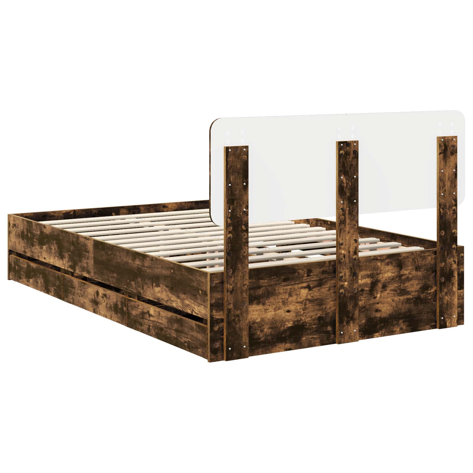 Struttura del letto con cassetto Rovere fumé 135 x 190 cm 3412196