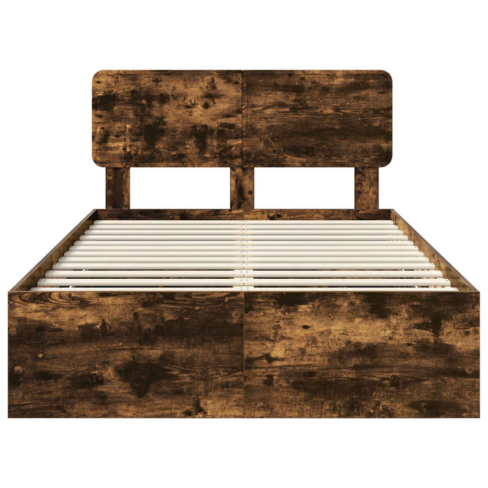 Struttura del letto con cassetto Rovere fumé 135 x 190 cm 3412196