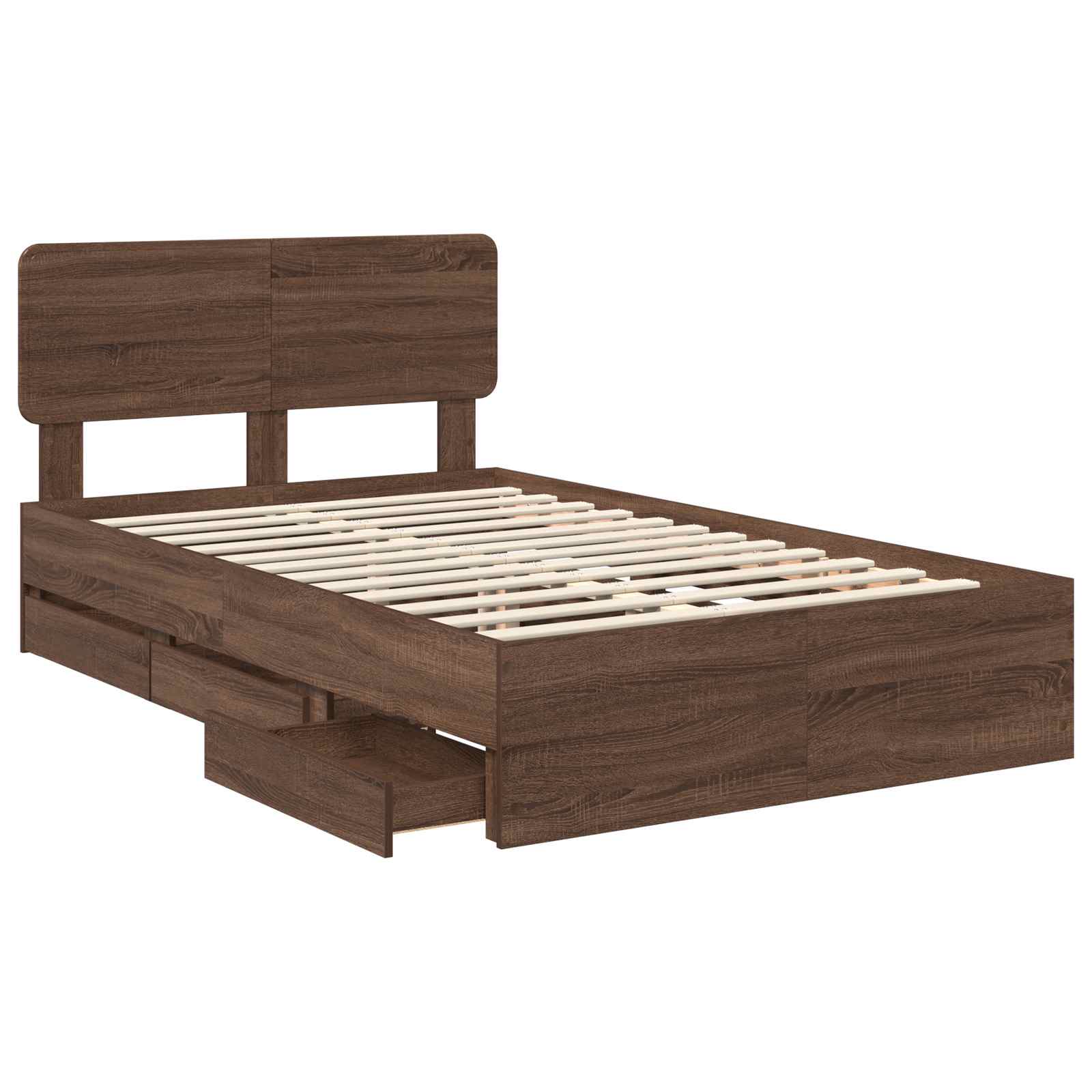 Struttura del letto con cassetto Rovere Marrone 135 x 190 cm 3412198