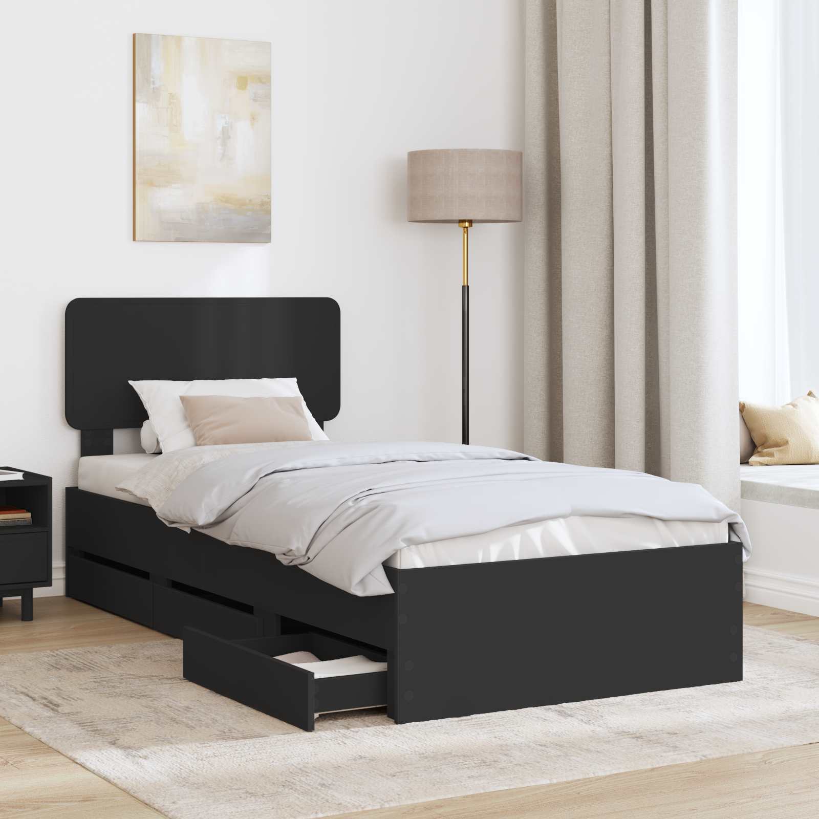 Struttura del letto Nero 90 x 200 cm Legno Ingegnerizzato 3412228