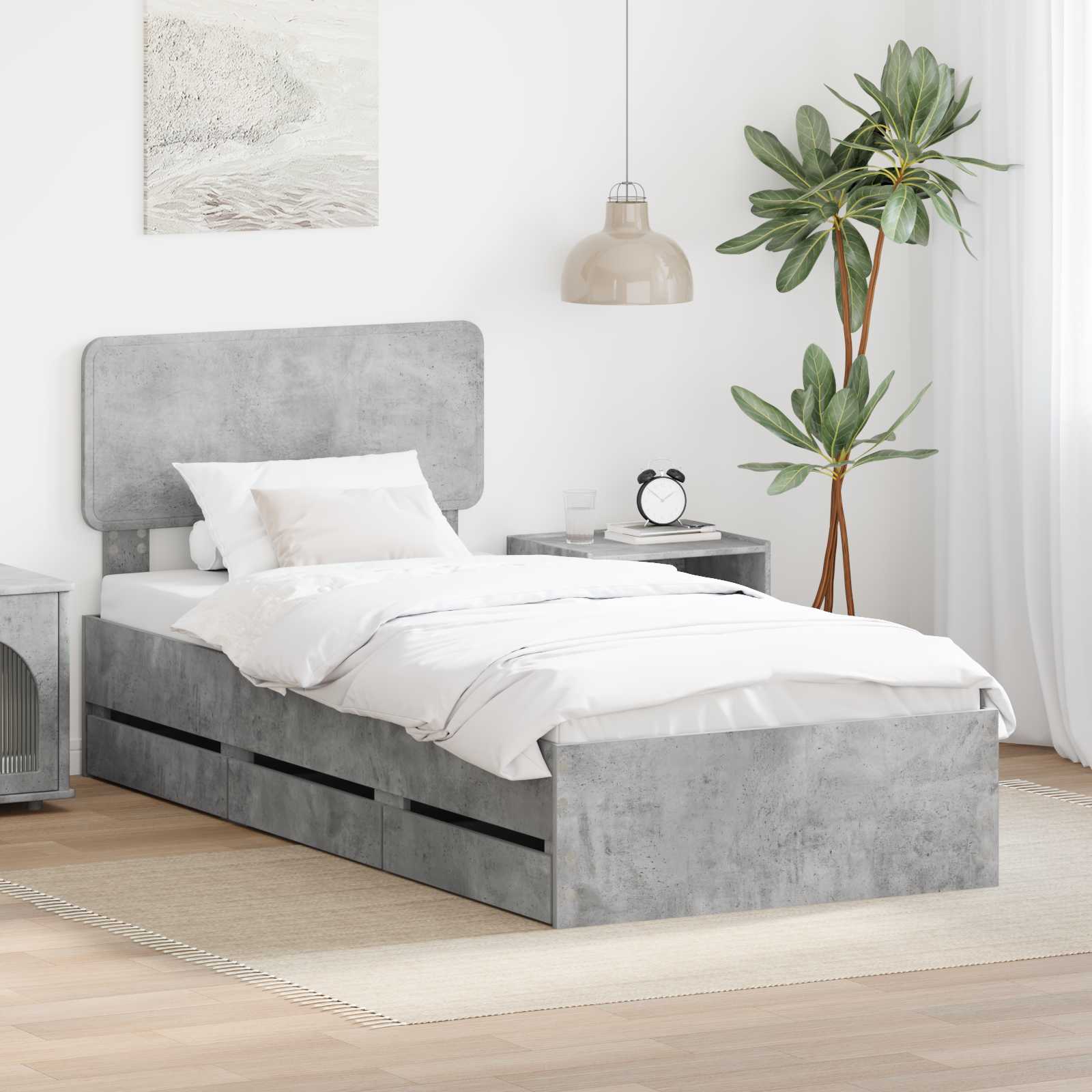 Struttura del letto con cassetto Grigio cemento 90 x 200 cm 3412230