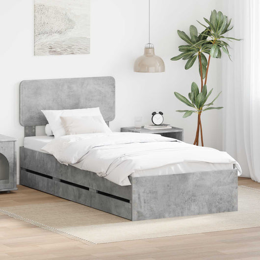 Struttura del letto con cassetto Grigio cemento 75 x 190 cm 3412237