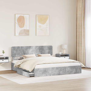 Letto con Contenitore con testiera-Struttura Letto con contenitore Grigio cemento 200 x 200 cm 672711